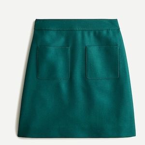 J Crew Patch Pocket Wool Mini Skirt in Green